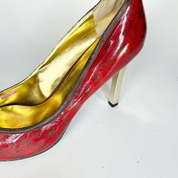 Baby Phat Vintage Y2K Red & Gold Metallic Logo Pumps Heels Shoes 10 - Picture 11 of 16